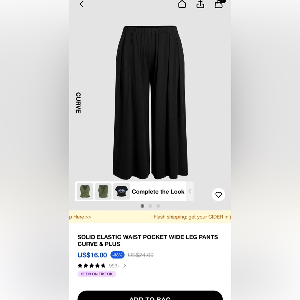 Cider curvy wide leg pants